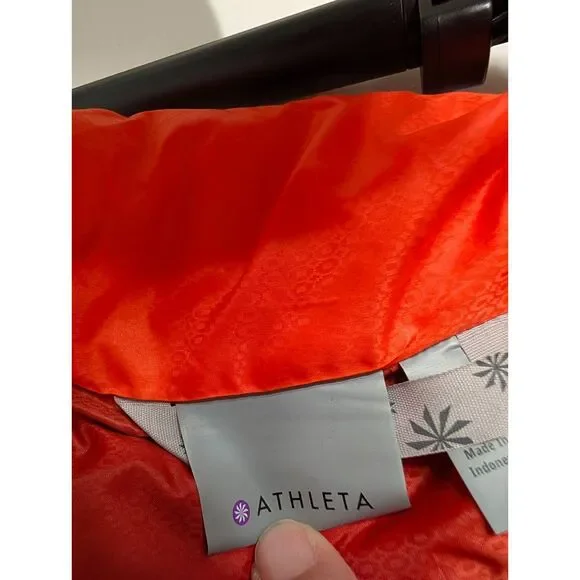 Athleta Downalicious Womens Small Orange Goose Down Puffer Vest Athleisure - Picture 5 of 9